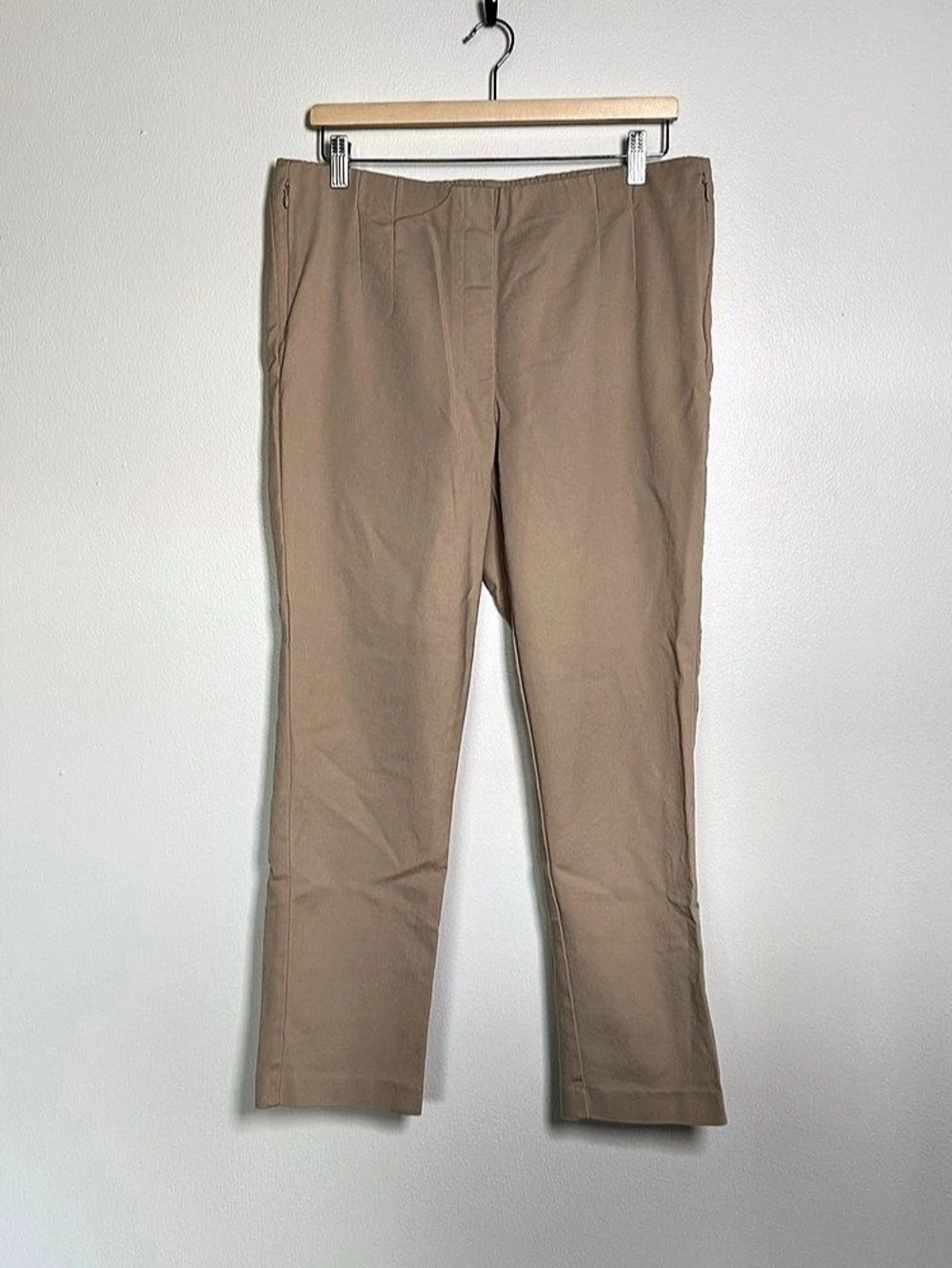 J Jill Pants Womens Sz 14 Beige Tan Ankle Pull On Cotton Blend Office Career